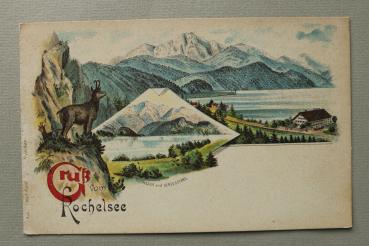 AK Gruss vom Kochelsee / 1900 / Mehrbildkarte / Kochelsee vom Herzogstand / Strasse / Litho Lithographie